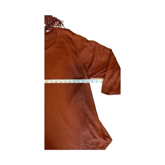 Style & Co Womens Plus Size 3X Rust Tunic Top Removable Fringe Scarf Stretch NEW - Picture 9 of 11